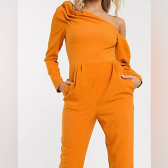 ASOS Fallen One Shoulder Long Sleeve Jumpsuit - Picture 5 of 6
